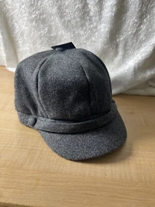 Gray Panel Wool Blend Baker Boy News Boy Flat Cap Hat - Picture 1 of 5