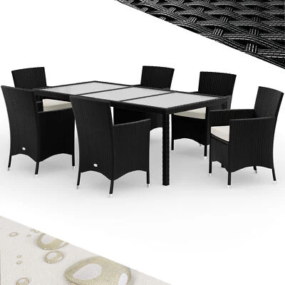 CASARIA® Gartenmöbel Sitzgruppe Essgruppe Polyrattan Garten Terrasse Set Schwarz - Bild 1 von 4