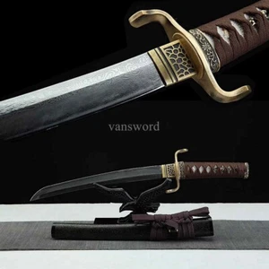 12'' Folded Steel Japanese Tanto Brass Samurai Sword Battle Ready Sharp FullTang - Picture 1 of 10