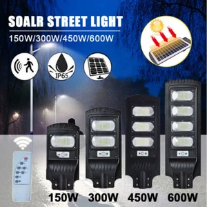 LED Solar Street Light Remote Control with Pole High Power Cool White Waterproof - Picture 1 of 12