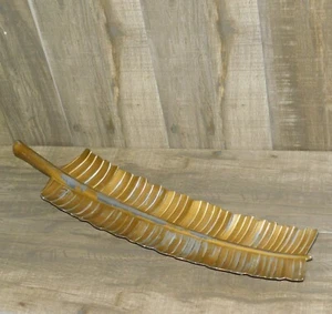 Bandeja Plato Vintage Royal Hickman Bruce Fox Aluminio Fundido Dorado 26" HOJA DE PLÁTANO - Imagen 1 de 11
