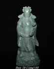 8 China Dynastie Green Jade Carve Geld Reichtum Yuanbao Gott Mammon Statue