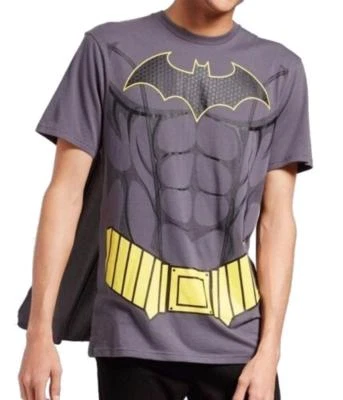 Men's DC Comics Batman Muscle Costume T Shirt With Detachable Cape Grey  - Image 1 of 2