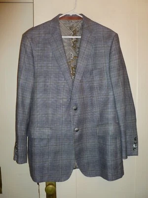 Blazer Etro Gris A Cuadros Seda y Lino, Talla EU 56 / US 44 SLIM / 42 R Foto 1 de 4