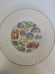 DECORATIVE COLLECTIBLE PLATE State Virginia Swirl Rim 10.25" Vtg Conrad Crafters - Picture 1 of 6