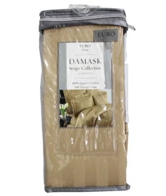 Colección Damasco Rayas Wamsutta 500TC Uno Algodón Egipcio Euro Sham Marrón NUEVO Foto 1 de 3