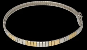 Vintage Sterling Silber 925 Omega Glieder zweifarbig Armband 7 1/4" Sicherheitsverschluss - Bild 1 von 6