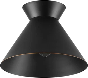 Novogratz X Globe 1-Light Flush Mount Ceiling Light, Matte Black, Bronze Trim on - Picture 1 of 12