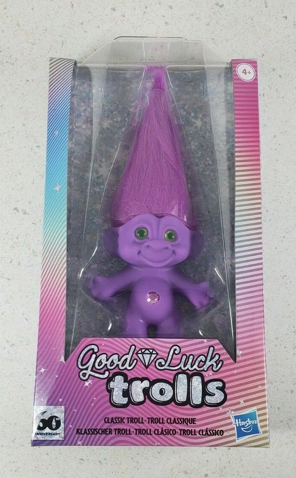Hasbro Good Luck Trolls Doll 60th Anniversary Classic Purple 2019 Green Eyes