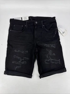 Men's H&M Denim Shorts Black Distressed Size 34 Cotton and Lycra Blend NEW - Picture 1 of 8