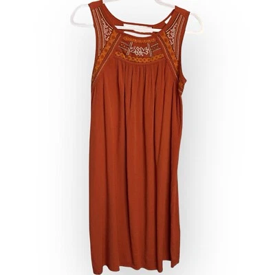 Vestido Desteñido Glory Cambio Hasta la Rodilla Para Mujer S Naranja Boho Cottagecore Bordado Foto 1 de 4