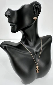 JCPenney 10K Yellow Gold Triple Heart Rose Floral Pendant Earrings Set - Picture 1 of 19