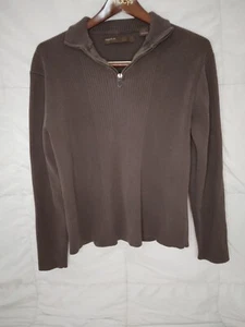 Perry Ellis Portfolio Sweater, Men's size L, Ribbed, brown, 1/4 Zipper - Picture 1 of 6