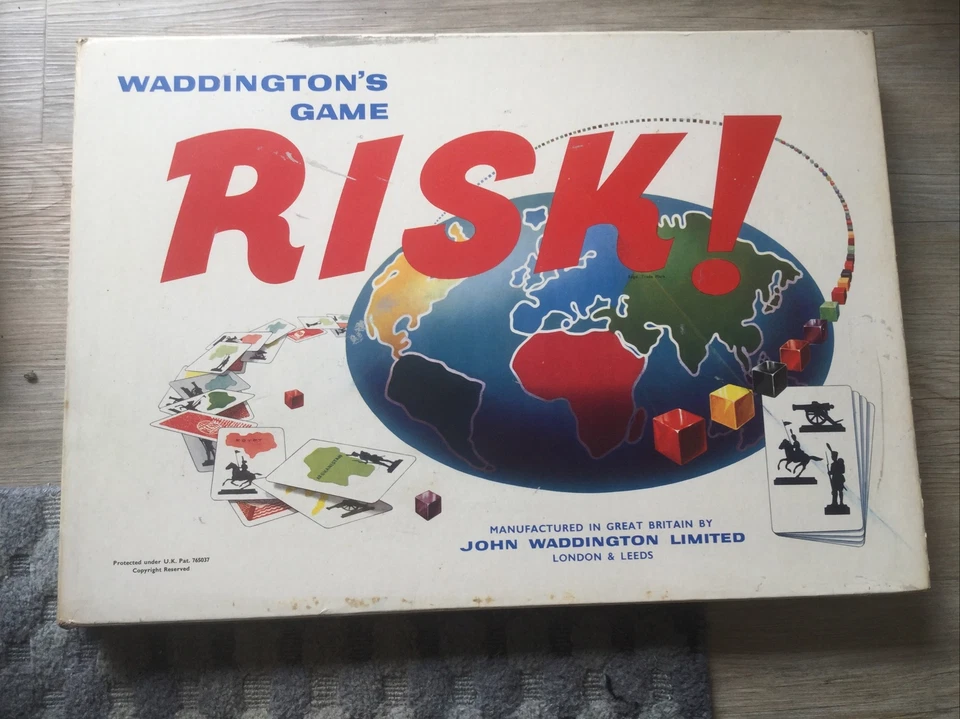 VINTAGE WADDINGTONS RISK BOARD GAME PLAYING PIECES NEAR COMPLETE Retro Strategy - Image 1 of 1