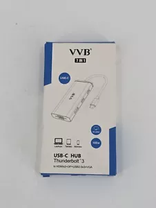 VVB 7 in 1 USB-C Hub Thunderbolt 3 Laptop Tablets Dual Monitor Adapter New - Picture 1 of 8