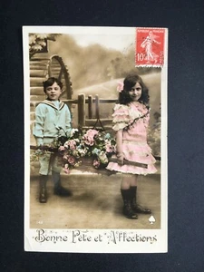 Carte Postale Ancienne Animée 1909 - Bonne Fête et Affections - Picture 1 of 2
