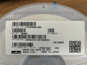 100 x 0.7pF 25V C0G 0.7pF Pad SMD 01005 125C GRM0225C1ER70BA03D Murata NOS - Bild 1 von 1