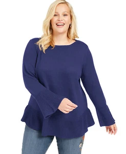 /LX028/ Style & Co Plus Baumwollmischung Rüschenpullover blau Größe 2X 56,50 $ - Bild 1 von 1