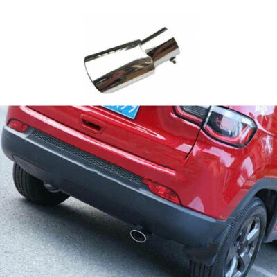 Punta de silenciador de escape trasero de acero plateado para Jeep Compass 2017-2021 Foto 1 de 4