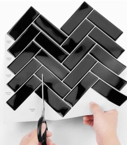 Livelyline Premium Peel & Stick Wandfliese/Backsplash 16ct schwarz SCHNELLER VERSAND - Bild 1 von 18