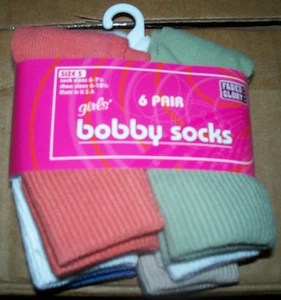 FADED GLORY Girl's Bobby Socks - 6 Pair - Sz. Small (Shoe Sizes 6 -10.5) NEW! - Picture 1 of 2