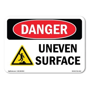 Uneven Surface ANSI Danger Sign Metal Plastic Decal - Picture 1 of 5