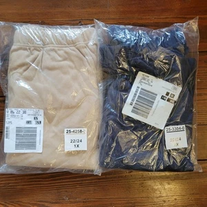 WOMAN WITHIN Blue Tan Sz 22/24 Elastic Waist Soft Stretchy Pull On Knit Pants 2 - Picture 1 of 3