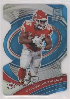 2021 Panini Spectra Neon Blue Prizm Die-Cut /50 Clyde Edwards-Helaire #50 - Image 1 of 2