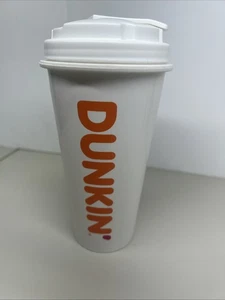 Dunkin Donuts Tazza da caffè da viaggio in plastica bianca 16 oz con coperchio senza BPA - Foto 1 di 10