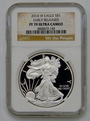 2014 W - Proof Silver American Eagle - NGC PF 70 Ultra Cameo ER - Image 1 of 2