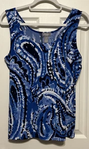 Chico's Travelers India Ink Painterly Paisley modernes Tanktop Größe 1 (8/10) neu mit Etikett - Bild 1 von 10