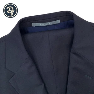 Mint! 44 L Hickey Freeman " Limited Fit " Solid Navy Blue Wool Suit Made USA - Picture 1 of 23