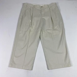 Pantalones LL Bean Para Hombre 42x29 Beige Cómodos Cintura Plisados Chino Algodón Informales - Imagen 1 de 10