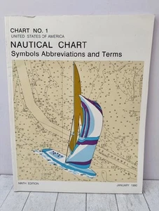 Chart No. 1: US Nautical Chart Symbols USA Jan 1990 Maritime Guide 1990 SC - Imagen 1 de 7