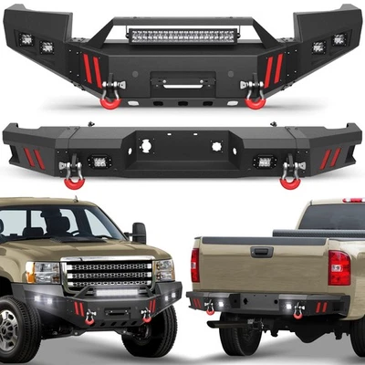 Front/Rear Bumper W/Winch Plate LED Lights For 2011-2014 GMC Sierra 2500/3500 HD - Image 1 of 4