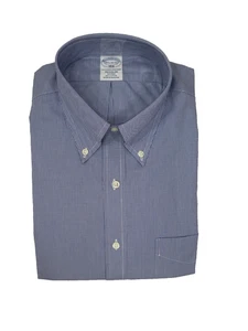 Brooks Brothers Regular Bügelfrei All Cotton 15,5-32/33 Button Down Kragen Navy - Bild 1 von 9
