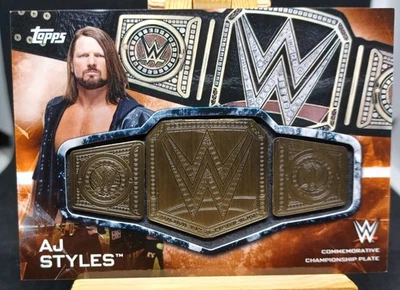 2019 TOPPS WWE AJ STYLES #31/50 WORLD CHAMP Commemorative Championship Plate - Image 1 of 2
