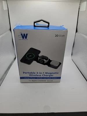 Cargador inalámbrico magnético portátil Just Wireless 3 en 1 - negro Foto 1 de 2