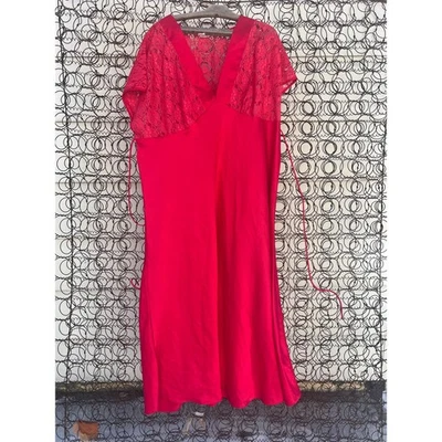 Camisón Negligee Vintage Lucie Ann II Rojo Encaje Nylon Volup 3X  Foto 1 de 4