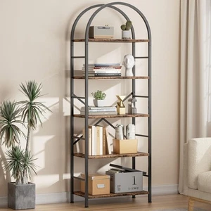 Bookshelf, Arched Bookshelf 5 Tier Bookcase, Tall Shelf for CDs/Books, Home O... - Picture 1 of 7