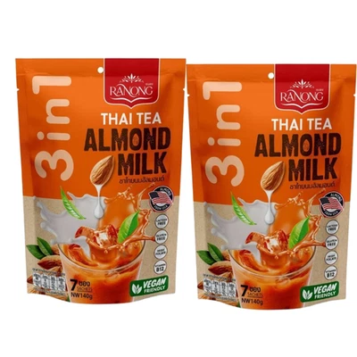Ranong Thai Tea Leche de Almendras 3 en 1 - 2 Paquetes, 14 Sobres Instantáneos Foto 1 de 4