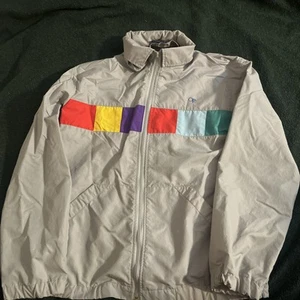 Vintage 80s OCEAN PACIFIC RAINBOW WINDBREAKER JACKET With Hood OP Men's Medium - Picture 1 of 9