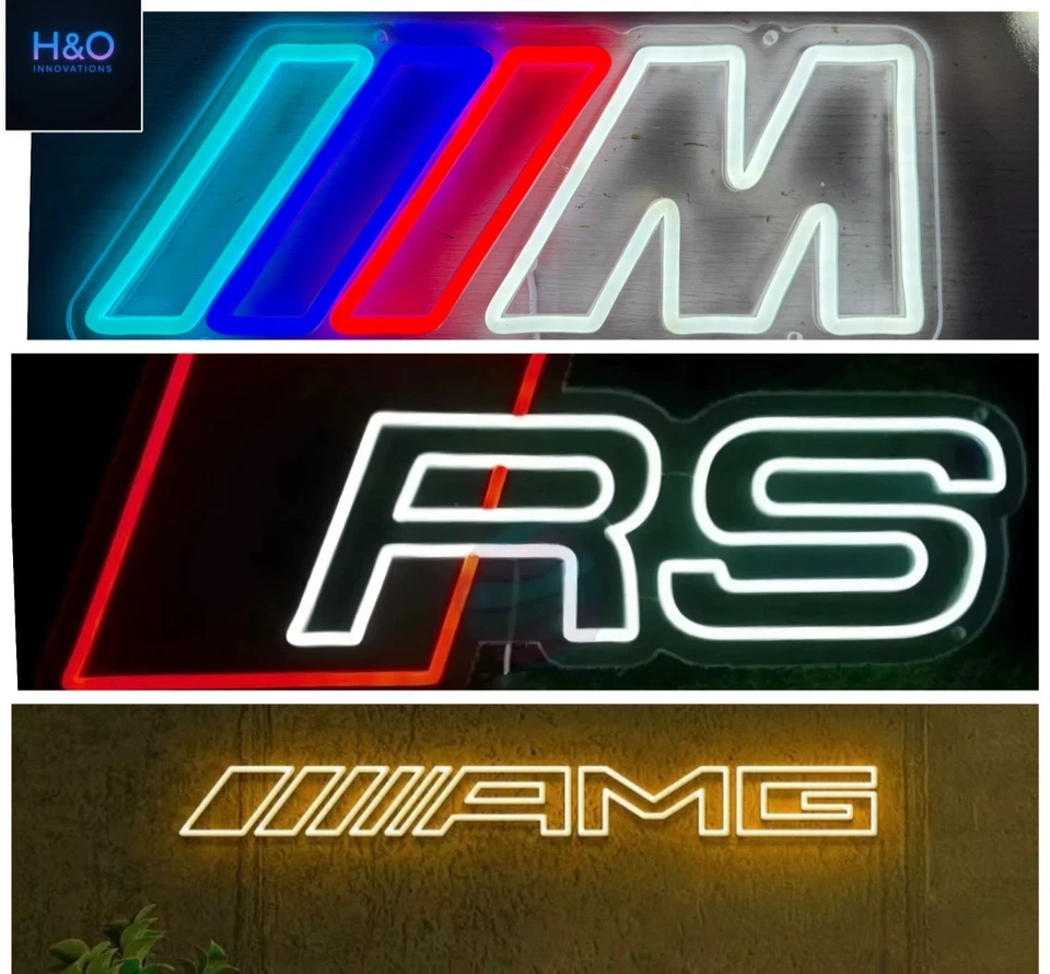 H&O-INNOVATIONS BMW M/RS/AMG Logo LED-Leuchtreklame beleuchtetes Autodekor Neonschild