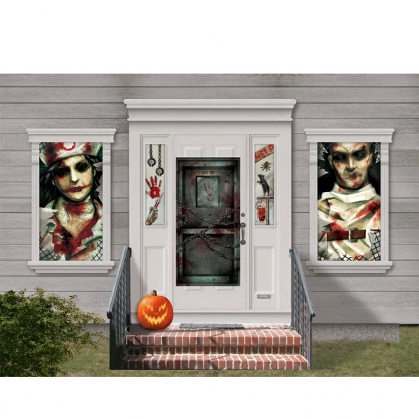 Halloween Bloody Asylum Hospital Party Backdrop Party Wall Decorations Sinister  - Image 1 of 1