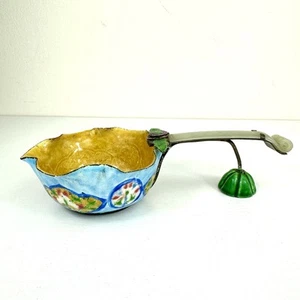 Antike chinesische Emaille Bürstenscheibe mit handgeschnitztem Jadeitgriff um 1900 - Bild 1 von 14