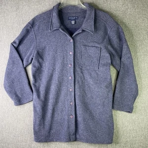 Mountain Lake Herren L Hemd Jacke Fleece Langarm Knopf blau grau MS52 - Bild 1 von 9