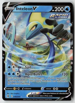 Inteleon V 078/264 - SWSH08: Fusion Strike Holo - PTCG - Image 1 of 2