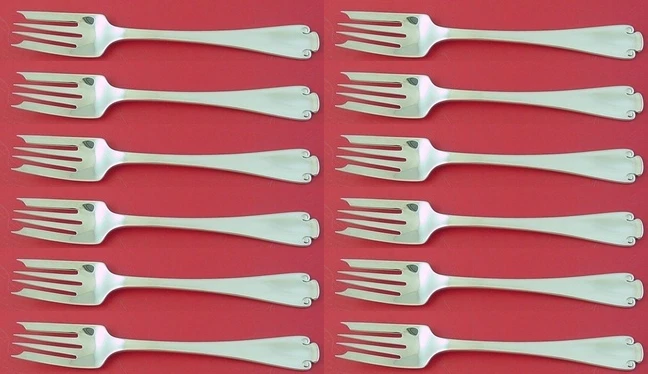 Flemish by Tiffany and Co Sterling Silver Salad Fork 4-Tine Set of 12 pcs 6 3/4" - Image 1 of 4