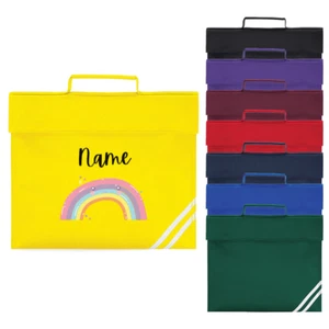 Personalised Rainbow Book Bag Name Custom Kids Boys Girls Reading School Bag - Picture 1 of 9