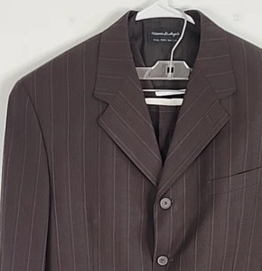 Vittorio St Angelo Chocolate Brown Pinstripe 3-Piece Suit, J & V: 42L, P: 36L - Picture 1 of 24